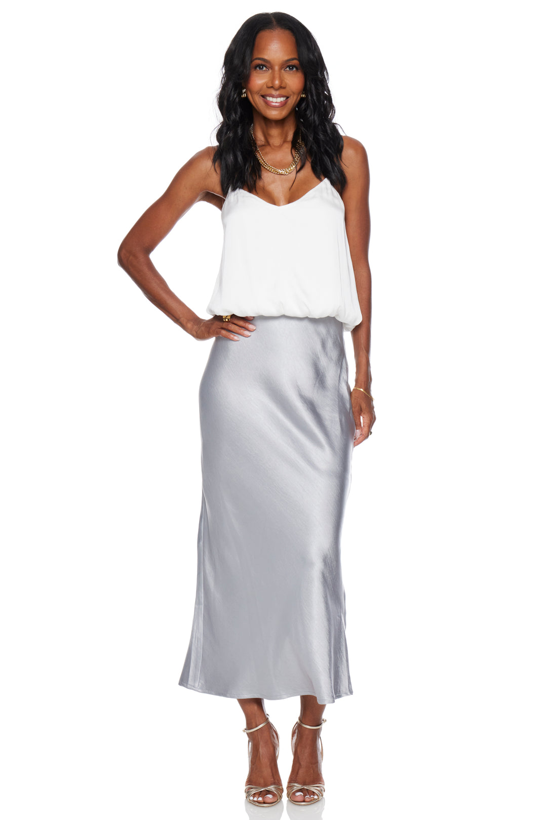 BLAKE SATIN MIDI SLIP SKIRT