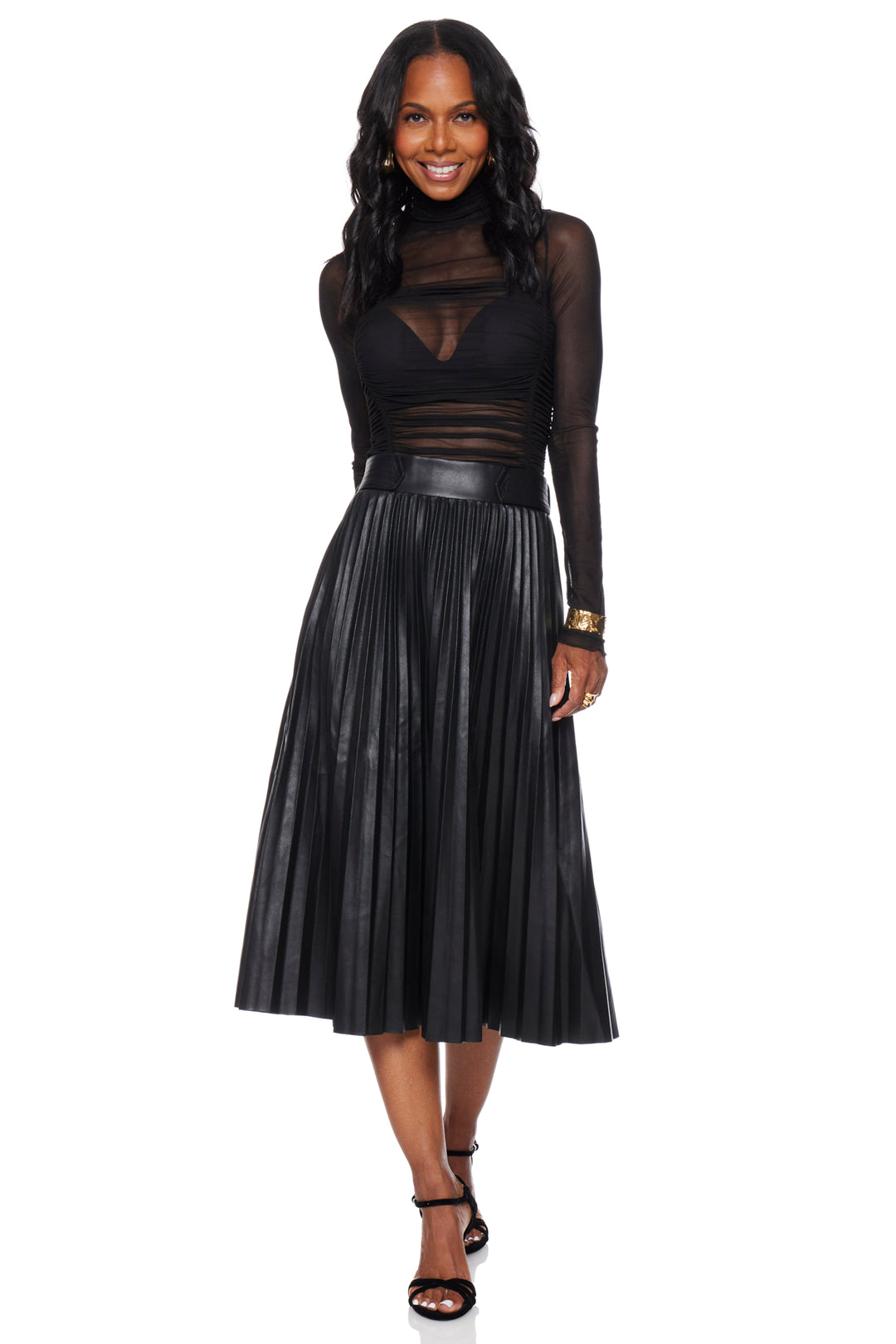 PLEATED PU LEATHER SKIRT1
